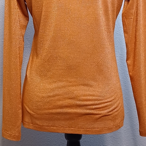 Two Birds in Paris Burnt Orange Metallic Silver Long-Sleeve Top - Picture 8 of 12